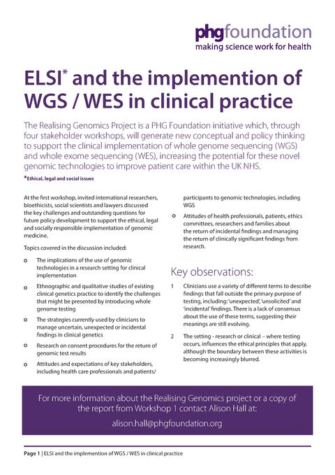 Realising Genomics In Clinical Practice Phg Foundation